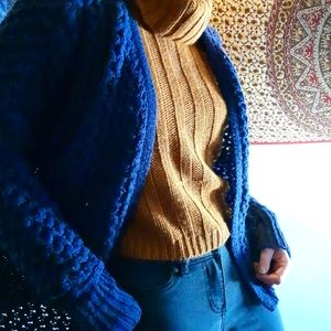 Navy cardigan, chunky knit ,medium